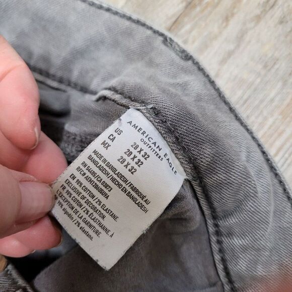 American Eagle Gray Mens 28X32 Airflex + Plus Skinny Jeans Denim Distressed - Picture 15 of 16